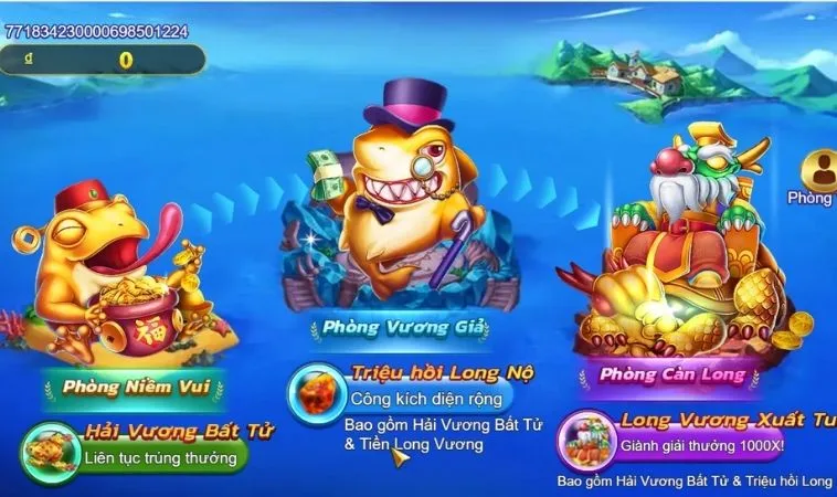 Các phòng chơi trong game Bắn Cá Royal Fishing Tại Go88 