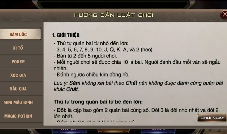 Hướng dẫn chơi Sâm Lốc Cổng Game Go88