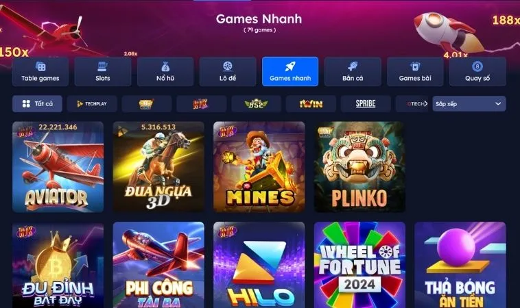 Sảnh game nhanh GO88 thiết kế đẹp, chuyên nghiệp